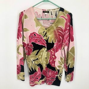 Pink & Green Palm Leaf Cardigan Women’s Small